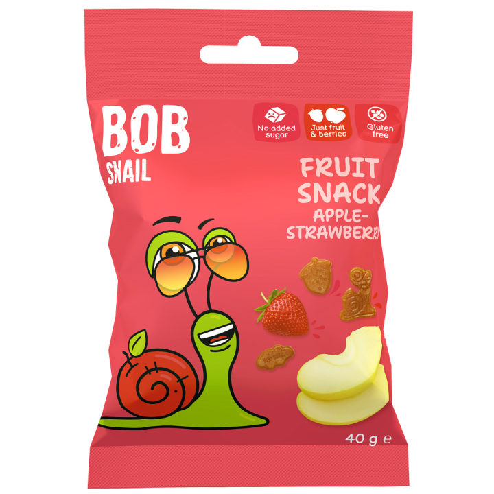 Żelki Jabłko Truskawka bez Żelatyny Bezglutenowe 40g | BOB SNAIL - Ekochatka