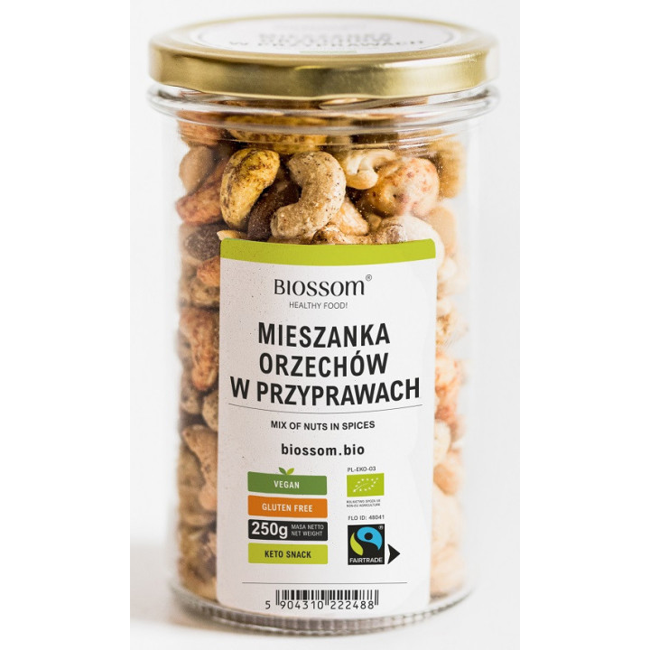 Mix Orzechów w Przyprawach Fair Trade Bezglutenowe BIO 250g | BIOSSOM - Ekochatka