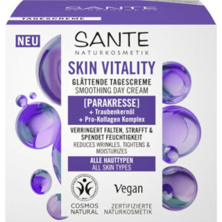 Krem do Twarzy na Dzień Wygładzający z Parakresem, Olejem z Pestek Win | SANTE - Ekochatka