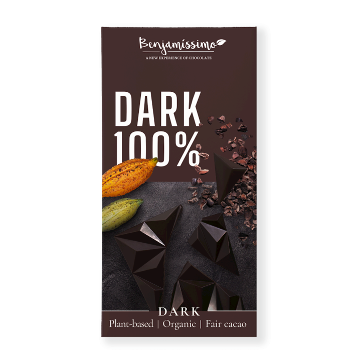 Tabliczka Gorzka 100 % bez Dodatku Cukrów Bezglutenowa BIO 60g | BENJAMISSIMO - Ekochatka