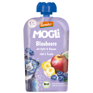 Mus Jabłko Banan Borówka bez Dodatku Cukrów od 1 Roku DEMETER BIO 100g | MOGLI - Ekochatka