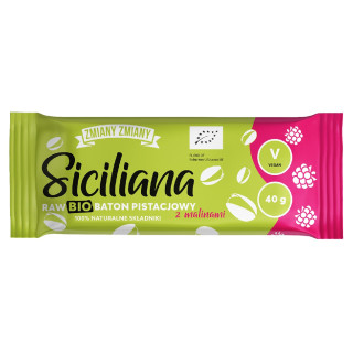 Baton Pistacjowy z Malinami Siciliana RAW Bezglutenowy BIO 40g | ZMIANY ZMIANY - Ekochatka