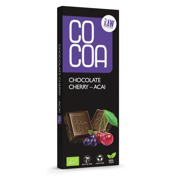 Czekolada Surowa Wiśnia Acai BIO 40g | COCOA - Ekochatka