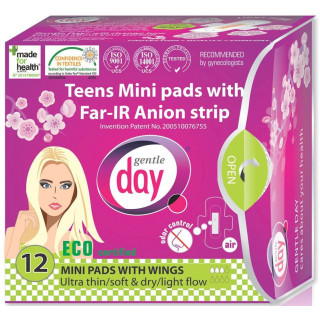 Podpaski Higieniczne Mini z Paskiem Anionowym (Teens) 12szt. | GENTLE DAY - Ekochatka