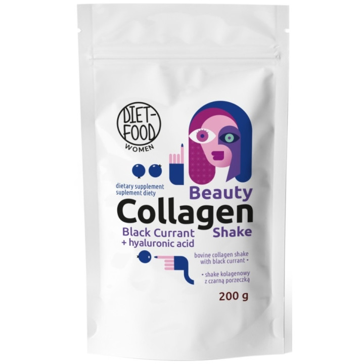 Shake Kolagenowy z Kwasem Hialuronowym i Czarną Porzeczką w Proszku 20 | DIET-FOOD - Ekochatka