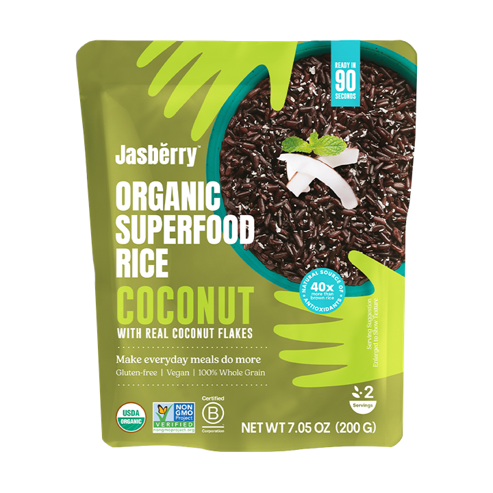 Ryż Express Jasberry Pełnoziarnisty z Płatkami Kokosowymi Bezglutenowy | JASBERRY - Ekochatka