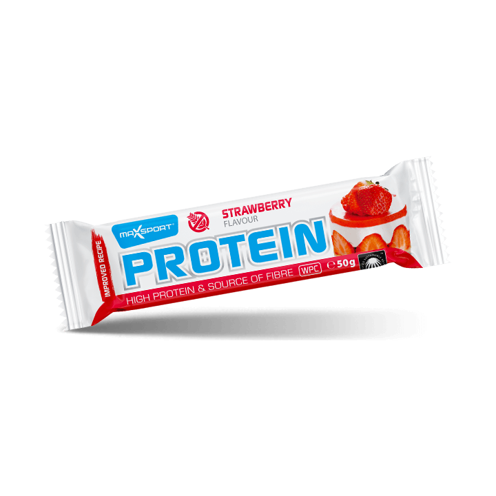 Baton Proteinowy o Smaku Truskawkowym w Polewie Białej Bezglutenowy 50 | MAXSPORT - Ekochatka