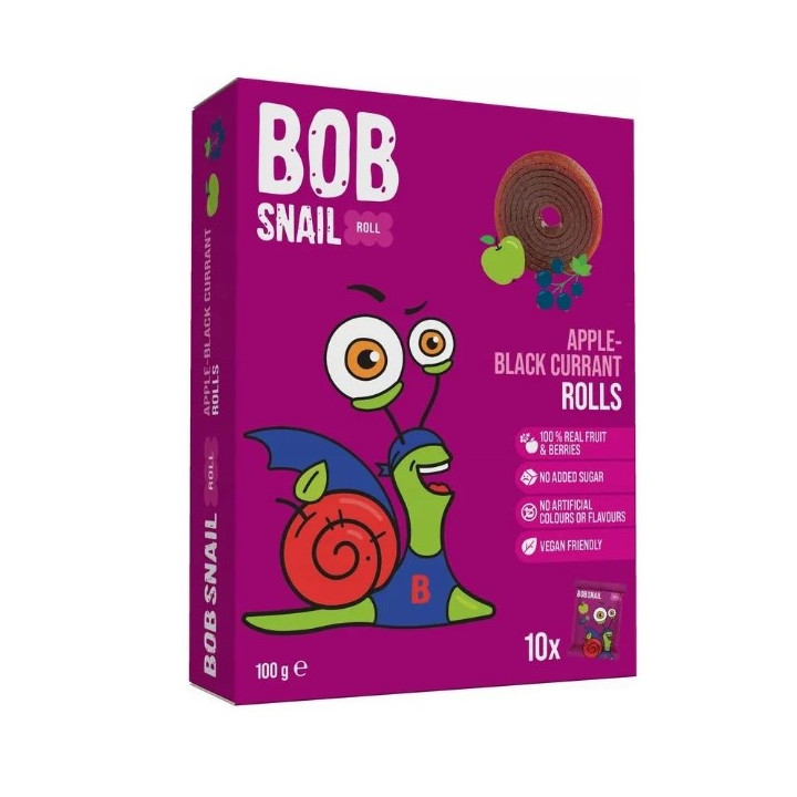 Przekąski Roll Jabłko Czarna Porzeczka bez Dodatku Cukrów Bezglutenowe | BOB SNAIL - Ekochatka