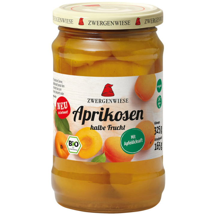 Morele Połówki w Lekkim Syropie Bezglutenowe BIO 325g (165g) (Słoik) | ZWERGENWIESE - Ekochatka