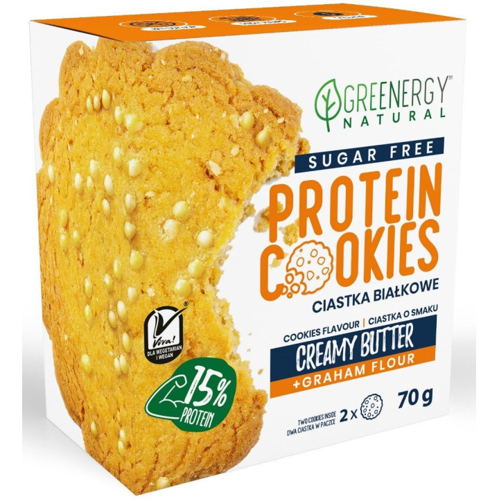 Ciastka Proteinowe o Smaku Maślanym bez Cukru (2x35g) 70g | GREENERGY - Ekochatka