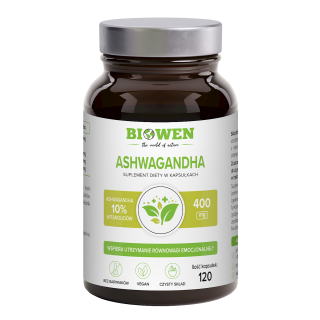 Ashwagandha Ekstrakt (400 mg) 120 Kapsułek | BIOWEN - Ekochatka