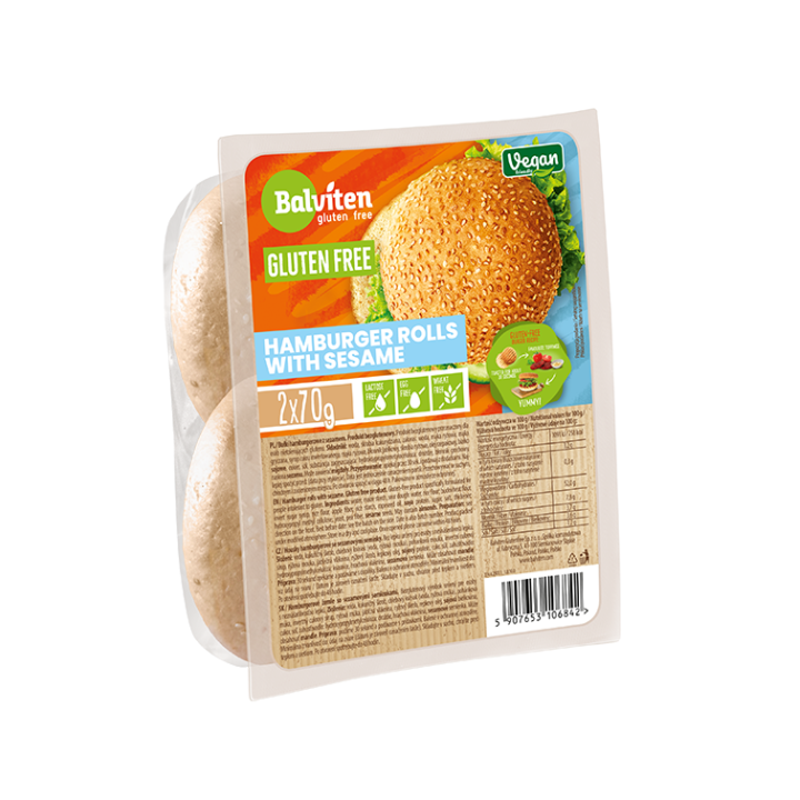 Bułki do Hamburgerów z Sezamem Bezglutenowe (2szt.) 140g | BALVITEN - Ekochatka