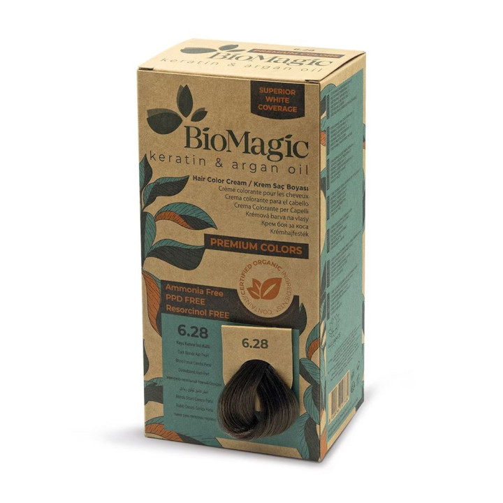 Farba do Włosów Popielato Perłowy Ciemny Blond (6.28) 170ml | BIOMAGIC - Ekochatka