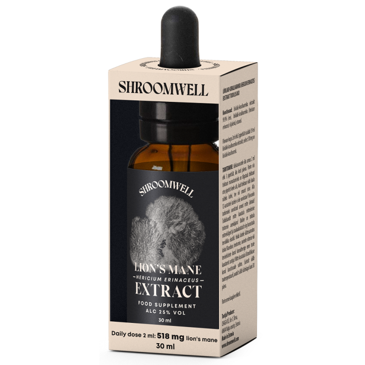 Grzyby Soplówka Jeżowata (Lion's Mane) Ekstrakt w Kroplach 30ml | SHROOMWELL - Ekochatka