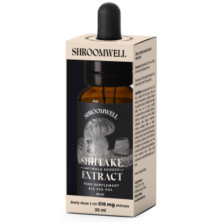 Grzyby Shiitake Ekstrakt w Kroplach 30ml | SHROOMWELL - Ekochatka