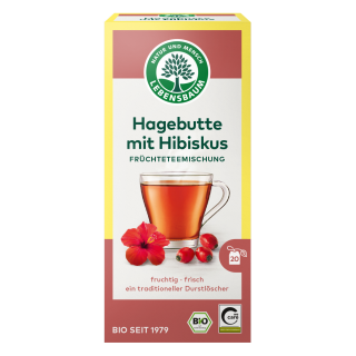 Herbatka Dzika Róża z Hibiskusem BIO (20x2,5g) 50g | LEBENSBAUM - Ekochatka