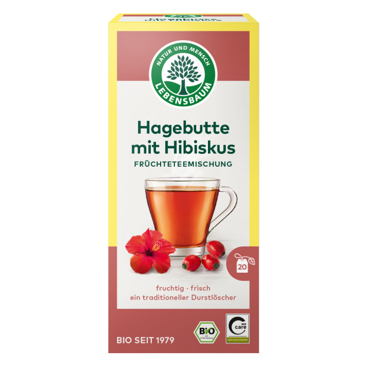Herbatka Dzika Róża z Hibiskusem BIO (20x2,5g) 50g | LEBENSBAUM - Ekochatka