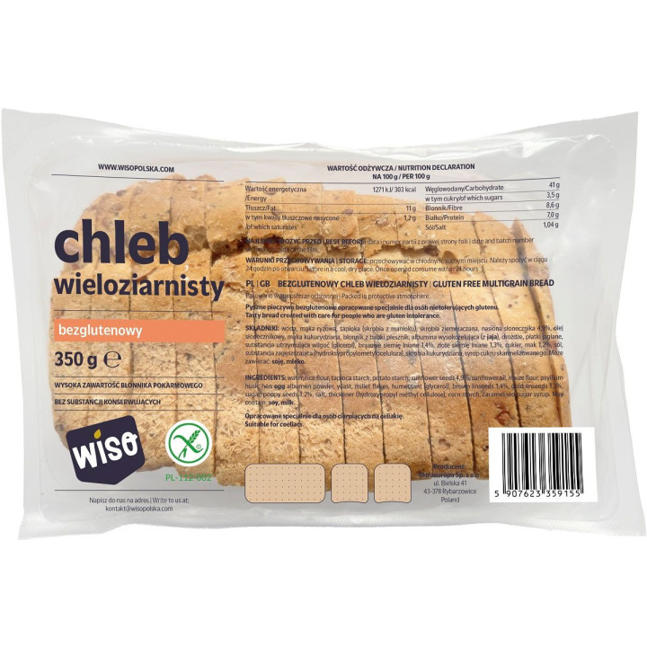 Chleb Wieloziarnisty Krojony Bezglutenowy 350g | WISO - Ekochatka