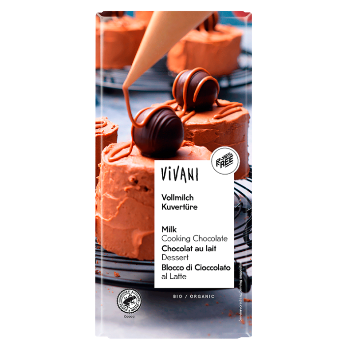 Czekolada Kuwertura Mleczna do Gotowania BIO 150g | VIVANI - Ekochatka