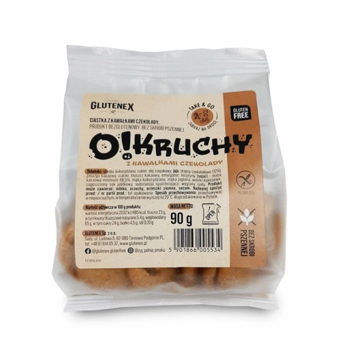 Ciastka z Czekoladą Bezglutenowe O!kruchy 90g | GLUTENEX - Ekochatka