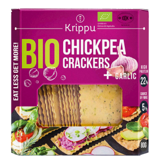 Krakersy Proteinowe z Ciecierzycy z Czosnkiem BIO 80g | KRIPPU - Ekochatka