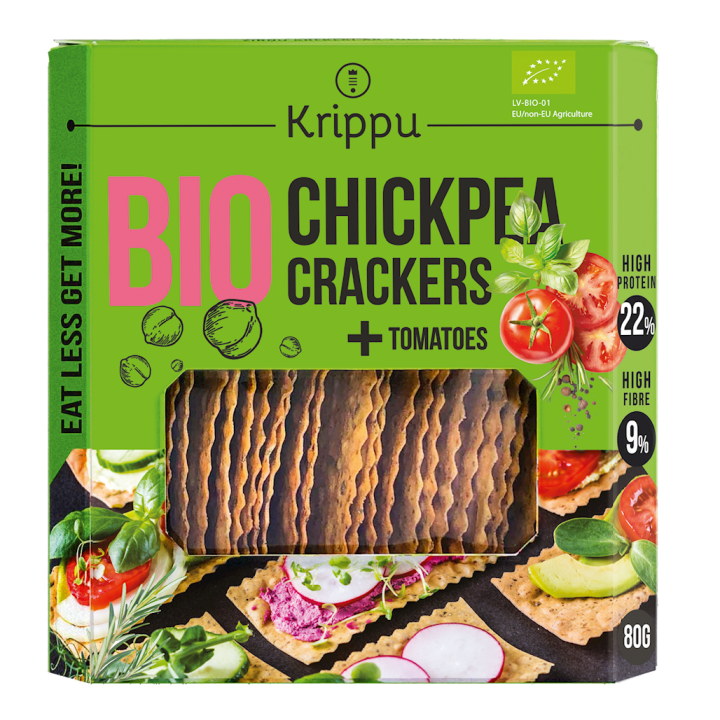 Krakersy Proteinowe z Ciecierzycy z Pomidorem BIO 80g | KRIPPU - Ekochatka