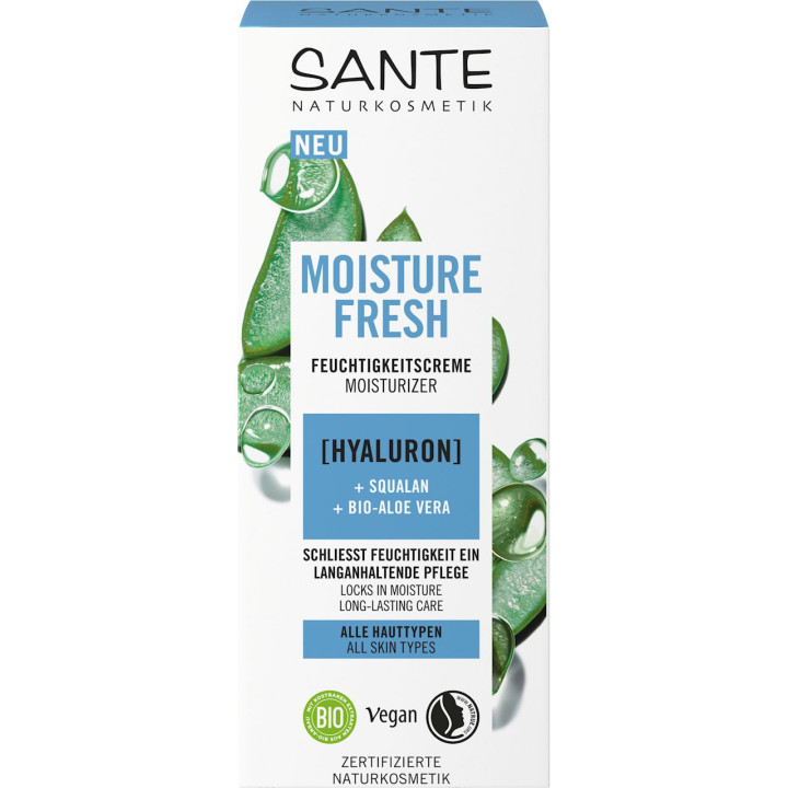 Krem do Twarzy Nawilżający z Kwasem Hialuronowym, Skwalanem i Aloesem  | SANTE - Ekochatka