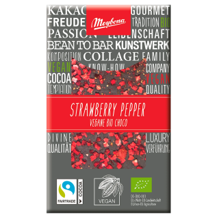 Czekolada Gorzka z Truskawkami i Pieprzem Fair Trade BIO 30g | MEYBONA - Ekochatka