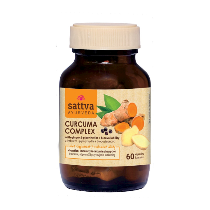 Kurkuma z Imbirem i Piperyną 60 Kapsułek | SATTVA - Ekochatka
