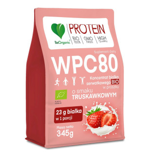Białko Serwatkowe o Smaku Truskawkowym (Koncentrat Wpc 80) bez Dodatku | BE ORGANIC - Ekochatka