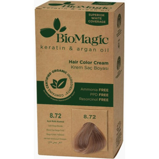 Farba do Włosów Jasny Beżowy Blond (8.72) 250g | BIOMAGIC - Ekochatka