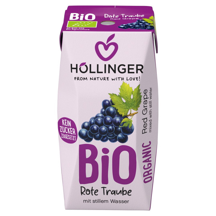 Nektar z Czerwonych Winogron bez Dodatku Cukrów BIO 200ml | HOLLINGER - Ekochatka