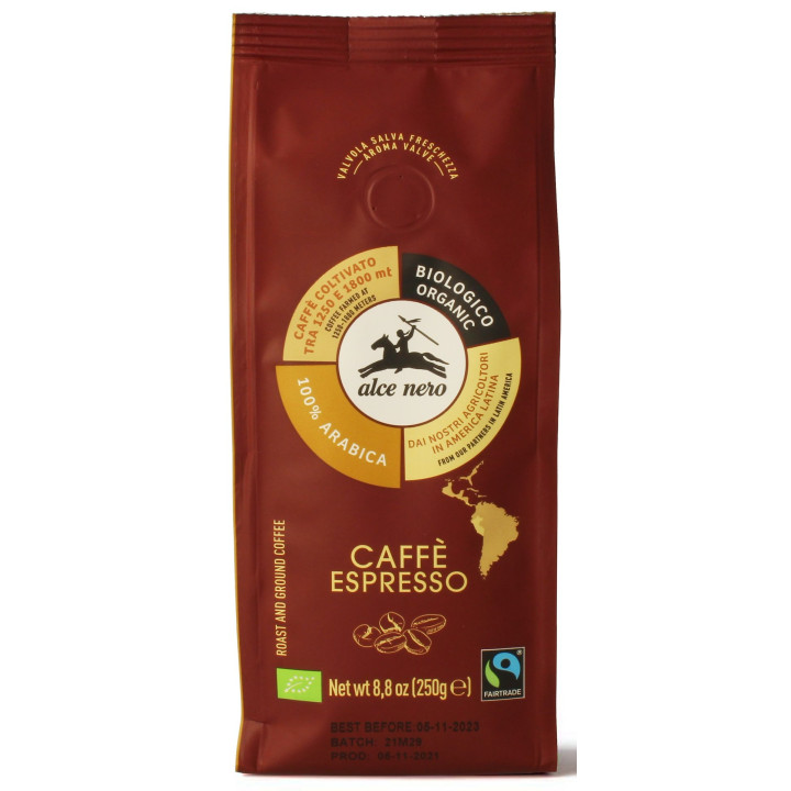 Kawa Mielona Arabica 100 % Espresso Górska Fair Trade BIO 250g | ALCE NERO - Ekochatka