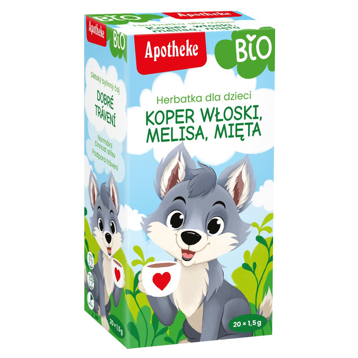 Herbatka dla Dzieci Koper Włoski, Melisa i Mięta BIO (20x1,5g) 30g | APOTHEKE - Ekochatka