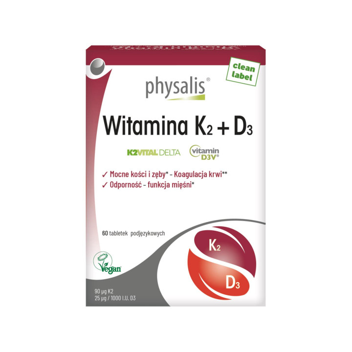 Witamina K2 + D3 60 tabletek - Physalis | PHYSALIS - Ekochatka