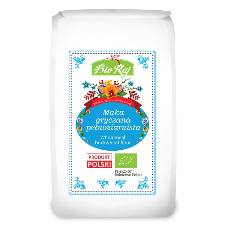 Mąka Gryczana Pełnoziarnista (polska) BIO 600 g  | BIO RAJ - Ekochatka