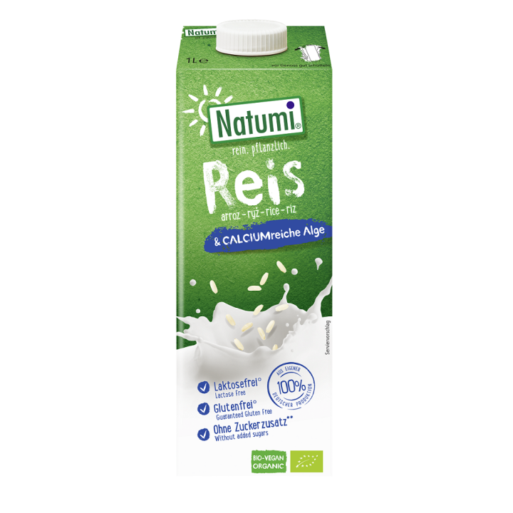 Napój Ryżowy z Algami Morskimi (Wapń) bez Dodatku Cukrów Bezglutenowy  | NATUMI - Ekochatka