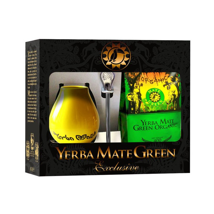 Zestaw (Yerba Mate BIO 400g, Matero (Losowy Wzór), Bombilla) | YERBA MATE GREEN - Ekochatka