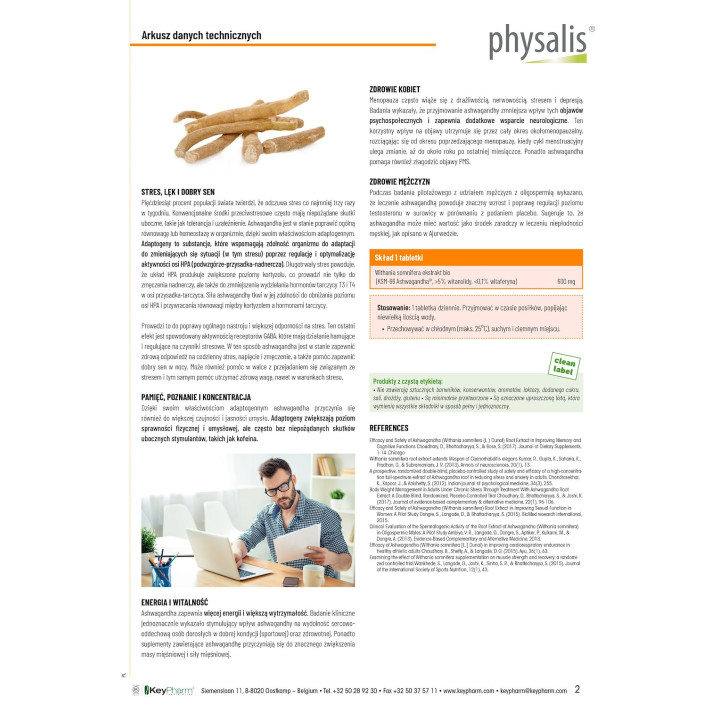 Ashwagandha Forte Ekstrakt BIO (600 mg) 30 Tabletek | PHYSALIS - Ekochatka