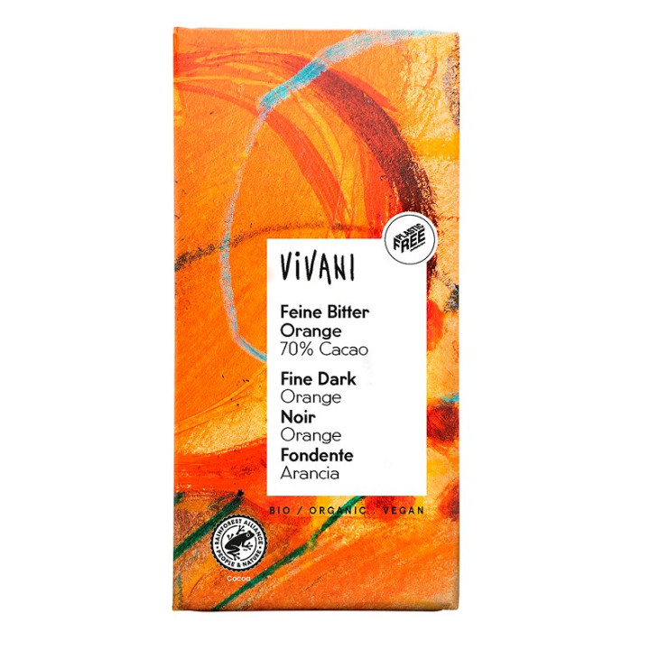 Czekolada Gorzka o Smaku Pomarańczowym BIO 80 g - | VIVANI - Ekochatka