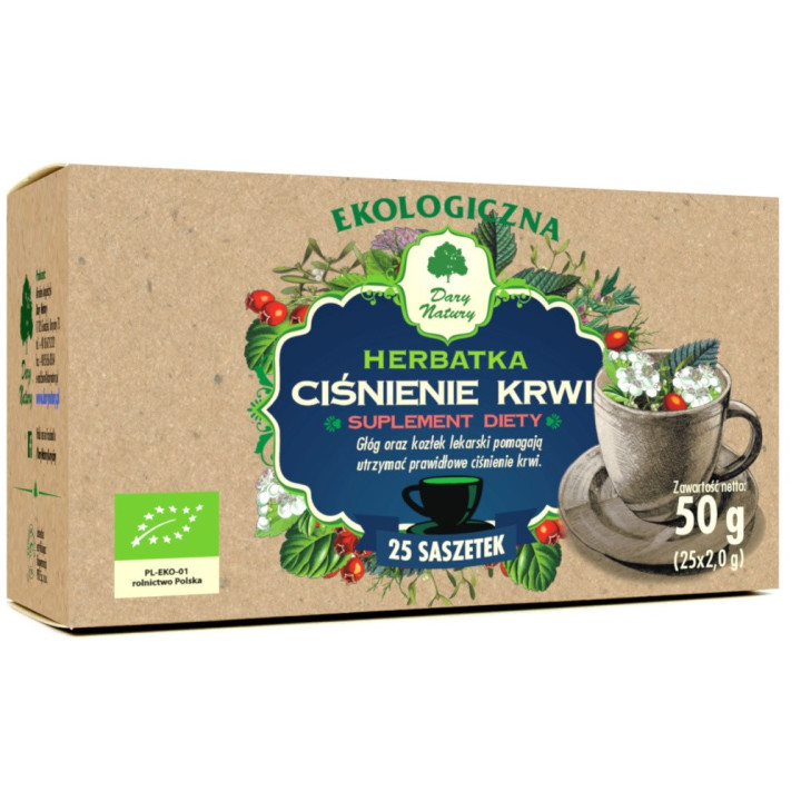 Herbatka Ciśnienie Krwi BIO (25x2g) 50g | DARY NATURY - herbatki - Ekochatka