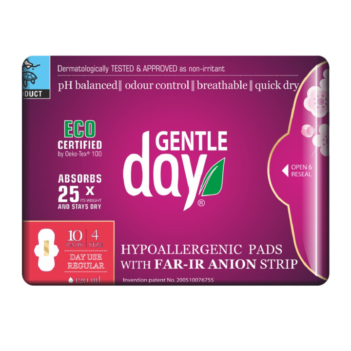 Podpaski Higieniczne z Paskiem Anionowym na Dzień 10 szt. - Gentle Day