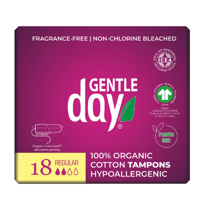 Tampony z Bawełny Ekologicznej Regular 18 szt. - Gentle Day - Ekochatk