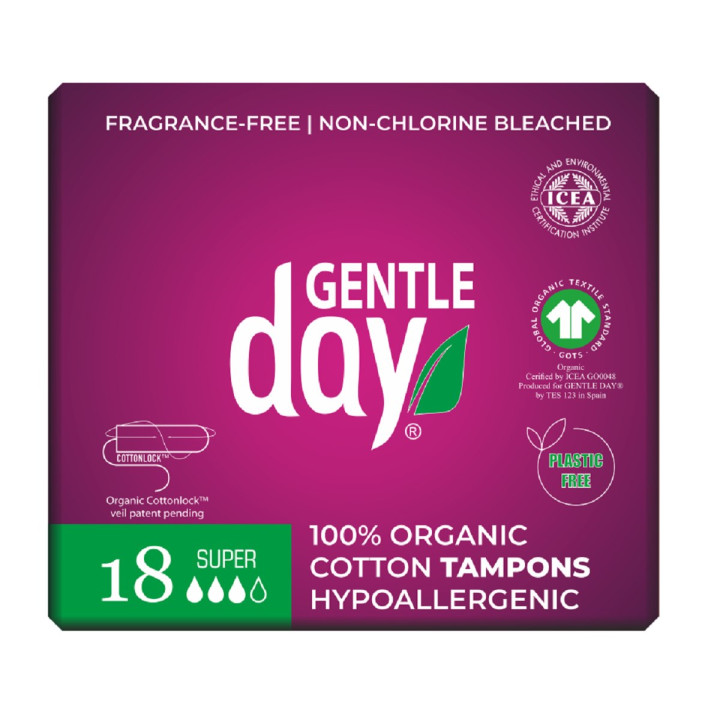 Tampony z Bawełny Organicznej ECO Super 18 szt. - Gentle Day - Ekochat