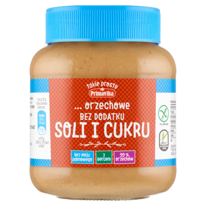 Krem z Orzeszków Ziemnych bez Soli i Cukru Bezglutenowy 350 g - Primav
