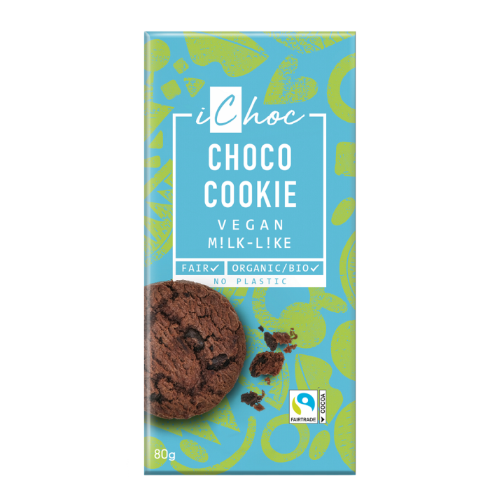 Tabliczka Kakaowa z Kawałkami Ciastek Fair Trade BIO 80 g - iChoc - Ek