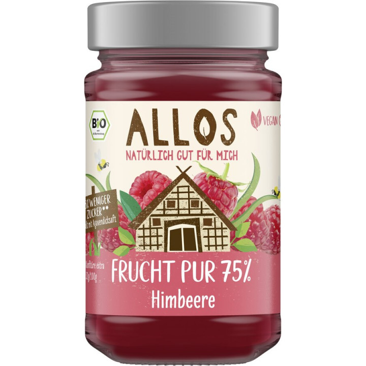 Mus Malinowy 75% Owoców BIO 250 g - Allos - Ekochatka