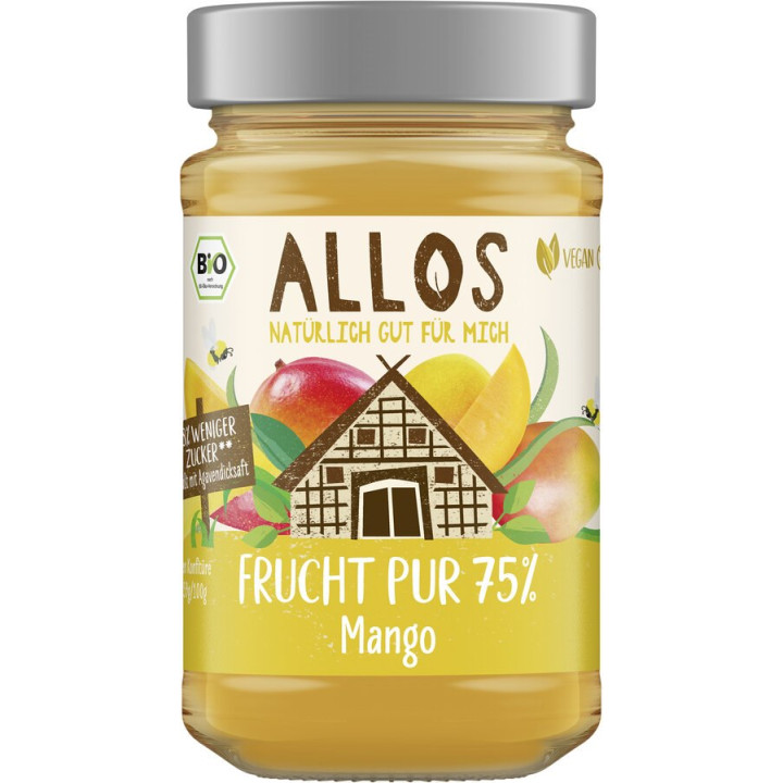 Mus z Mango BIO 75% Owoców Słodzony Syropem z Agawy 250 g - Allos - Ek