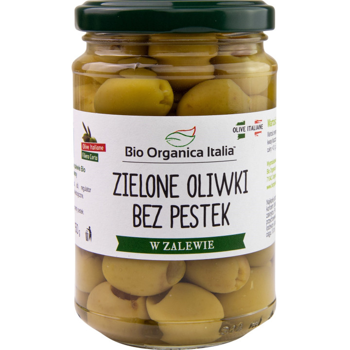 Oliwki Zielone bez Pestek w Zalewie BIO 280 g - Bio Organica Italia - 