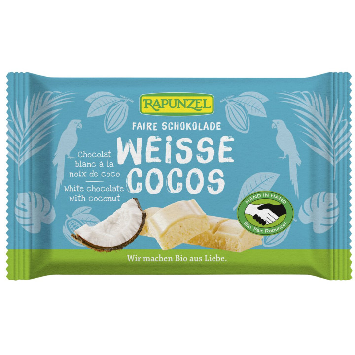 Czekolada Biała z Wiórkami Kokosowymi BIO 100 g - Rapunzel - Ekochatka